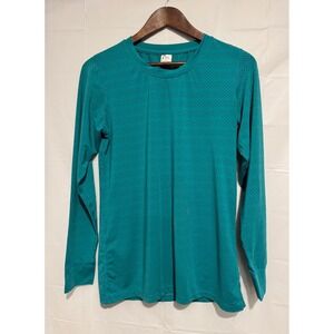 Zyia Active Womens Teal Perforated Long Sleeve Training Top Size M Recycled Poly
